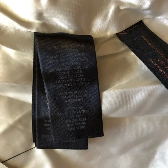 Coach ivory Mohair Faux Fur leather patch duffle coat Zippered M - Picture 6 of 16